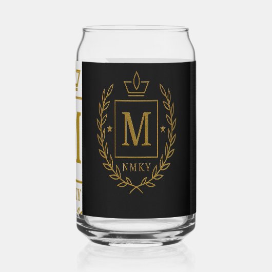 "Royal NMKY-Emblem – Monogramm-M-Wappen-Design" Dosenglas (Rückseite)