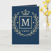 "Royal NMKY-Emblem – Monogramm-M-Wappen-Design" Karte (Gelbe Blume)