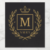"Royal NMKY-Emblem – Monogramm-M-Wappen-Design" Weinetikett (Einzelnes Label)