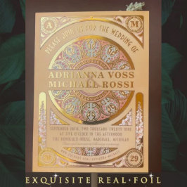 Royal Nouveau: Real Gold Foil Wedding Einladung