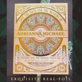 Royal Nouveau Real Goldmedaille Save the Date Folie Einladungspostkarte