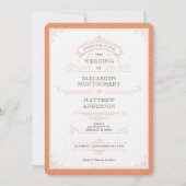 Royal Orange Vintag Retro Wedding Einladung (Vorderseite)
