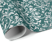 Royal Ornament Damask Aquamarin Silver Vip Geschenkpapier (Rolleneckpunkt)