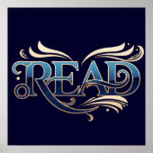 Royal Ornate Blue & Gold "READ" Masterpiece Poster (Vorne)