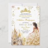 Royal Palace Gold Champagne Quinceanera Birthday Einladung (Vorderseite)