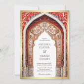 Royal Palace Red Arch Foto Indian Wedding Einladung (Vorderseite)