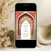 Royal Palace Red Arch Foto Indian Wedding Einladung