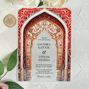 Royal Palace Red Arch Indian Wedding Acryleinladungen
