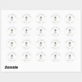 Royal Palm Logo Elegant Tropical Monogram Wedding Runder Aufkleber (Blatt)
