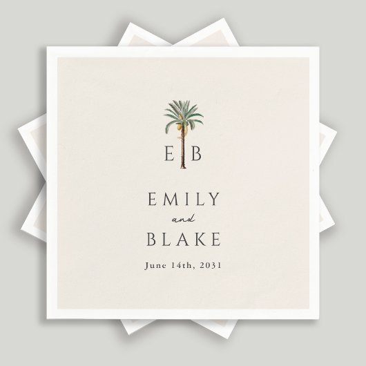 Royal Palm Logo Elegant Tropical Monogram Wedding Serviette