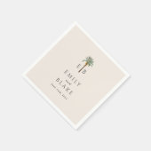 Royal Palm Logo Elegant Tropical Monogram Wedding Serviette (Ecke)