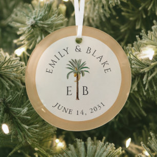 Royal Palm Logo Elegantes Tropicales Monogramm Hoc Ornament Aus Glas