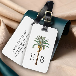 Royal Palm Logo Klassisches Tropisches Monogramm Gepäckanhänger