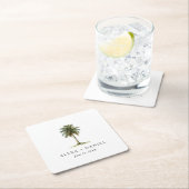Royal Palm Tree Tropical Wedding Rechteckiger Pappuntersetzer (Vor Ort)