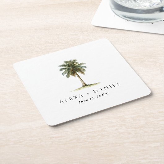 Royal Palm Tree Tropical Wedding Rechteckiger Pappuntersetzer (angewinkelt)