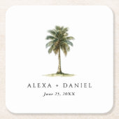 Royal Palm Tree Tropical Wedding Rechteckiger Pappuntersetzer (Vorderseite)
