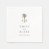 Royal Palm Tropical Classic Monogram Wedding Serviette (Vorderseite)
