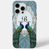 Royal Peacock (blau) Monogram iPhone Case (Rückseite)