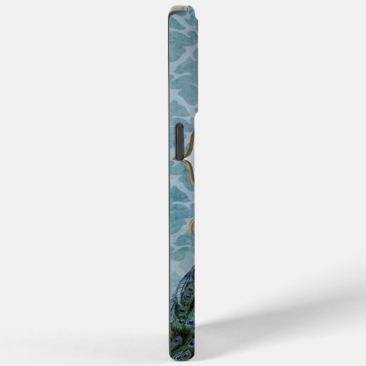 Royal Peacock (blau) Monogram iPhone Case (Rückseite / Rechts)