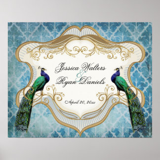 Royal Peacock Blau Personalisiertes Jubiläumsplaka Poster