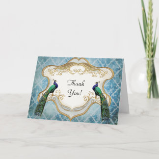Royal Peacock Blue Thank You Greeting Card Dankeskarte