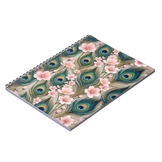 Royal Peacock feather Notebook Notizblock (Linke Seite)