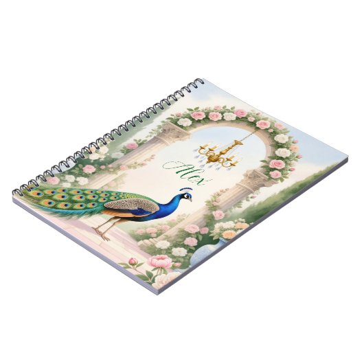 "Royal Peacock Garden" Personalized Spiral Noteboo Notizblock (Linke Seite)