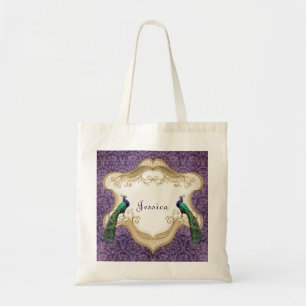 Royal Peacock (Lila) Personalisiert Tote Bag Tragetasche