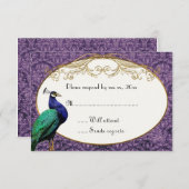 Royal Peacock Lila RSVP-Karte RSVP Karte (Vorne/Hinten)