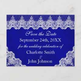 Royal Personalisiert Blue Cobalt Lace Save the Dat Ankündigungspostkarte