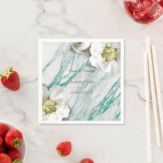 Royal Personalisiert Floral Marble Tiffany White Serviette (Beispiel)