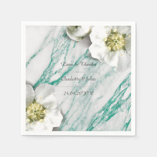 Royal Personalisiert Floral Marble Tiffany White Serviette (Vorderseite)