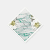 Royal Personalisiert Floral Marble Tiffany White Serviette (Ecke)