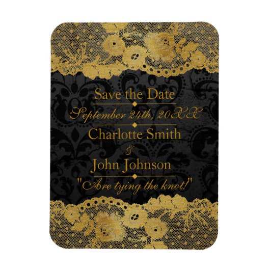 Royal Personalisiert Golden Black Lace Save the Da Magnet (Vertikal)