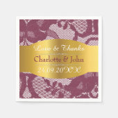 Royal Personalisiert Golden Burgundy Lace Wedding Serviette (Vorderseite)
