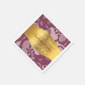 Royal Personalisiert Golden Burgundy Lace Wedding Serviette (Ecke)