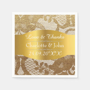 Royal Personalisiert Golden Grungy Lace Wedding Serviette