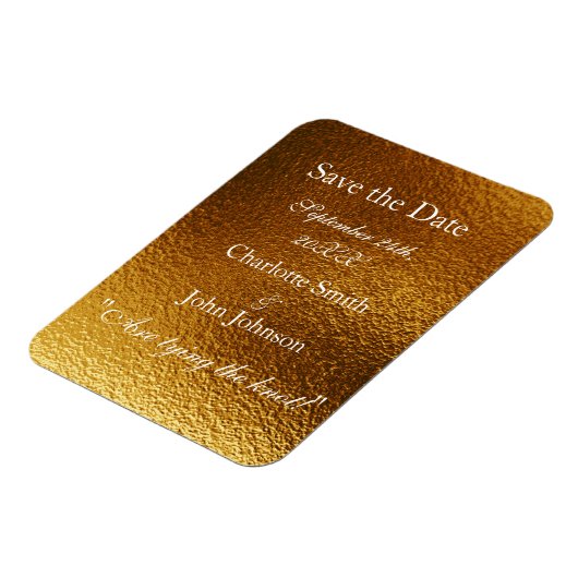 Royal Personalisiert Golden Shiny Save the Date Magnet (Linke Seite)