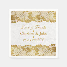 Royal Personalisiert Golden White Lace Wedding Serviette