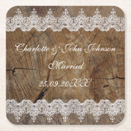 Royal Personalisiert Rustic Lace Gerettet Die Unte Rechteckiger Pappuntersetzer