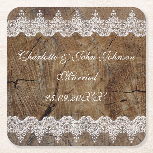 Royal Personalisiert Rustic Lace Gerettet Die Unte Rechteckiger Pappuntersetzer (Vorderseite)