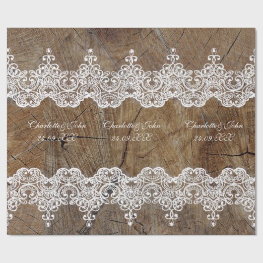 Royal Personalisiert Rustic Lace Wrapping Paper Geschenkpapier (Flach)