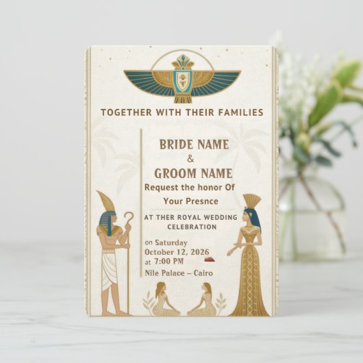 Royal Pharaonic Wedding Invitations  Einladung (Stehend Vorderseite)