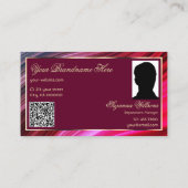Royal Pink Burgundy Gold Crown Logo Foto QR Code Visitenkarte (Rückseite)