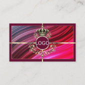 Royal Pink Burgundy Gold Crown Logo Foto QR Code Visitenkarte (Vorderseite)