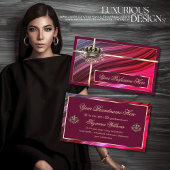 Royal Pink Burgundy Gold Crown Luxury und Nobly Visitenkarte