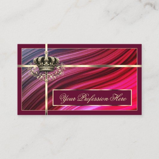 Royal Pink Burgundy Gold Crown mit QR Code Nobil Visitenkarte (Vorderseite)