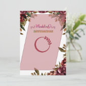 Royal Pink Floral Art Hochzeit Einladung (Stehend Vorderseite)