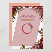 Royal Pink Floral Art Hochzeit Einladung (Vorne/Hinten)