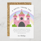 Royal Pink Gold Burg Geburtstagsparty Dankeskarte (Vorne/Hinten)